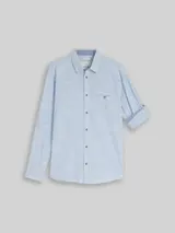 TOM TAILOR Herren Regular Fit Hemd mit Turn-Up-Funktion, blau, Meliert – Bild 1