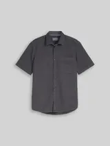 TOM TAILOR Herren Regular Fit Kurzarmhemd mit Waffelstruktur, schwarz, Uni – Bild 1