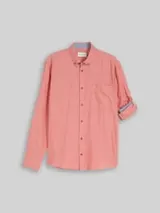 TOM TAILOR Herren Regular Fit Hemd mit Turn-Up-Funktion, orange, Fischgrät – Bild 1