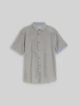 TOM TAILOR Herren Regular Fit Kurzarmhemd mit Leinenanteil, grün, Uni – Bild 1