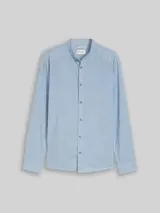 TOM TAILOR Herren Regular Fit Hemd mit Leinenanteil, blau, Meliert – Bild 1