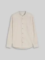 TOM TAILOR Herren Regular Fit Hemd mit Leinenanteil, beige, Meliert – Bild 1