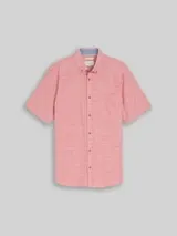 TOM TAILOR Herren Regular Fit Kurzarmhemd mit Leinenanteil, orange, Kariert – Bild 1