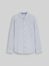 TOM TAILOR Herren Regular Fit Hemd mit Leinenanteil, weiß, Gestreift – Bild 1