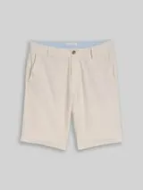 TOM TAILOR Herren TTREGULAR Chino Shorts mit Leinenanteil, beige, Meliert – Bild 1