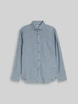 TOM TAILOR DENIM Herren Relaxed Fit Hemd mit Leinenanteil, blau, Meliert – Bild 1
