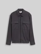 TOM TAILOR DENIM Herren Overshirt mit Reißverschluss, grau, Uni – Bild 1