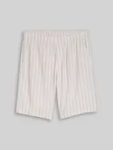 TOM TAILOR DENIM Herren TTRELAXED Shorts mit Leinenanteil, grau, Gestreift – Bild 1