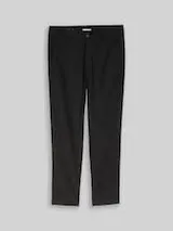 TOM TAILOR DENIM Herren TTTAPERED Relaxed Chino Hose mit Leinenanteil, schwarz, Uni – Bild 1