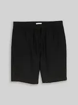 TOM TAILOR DENIM Herren TTRELAXED Shorts mit Leinenanteil, schwarz, Uni – Bild 1