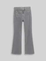 TOM TAILOR DENIM Damen TTAVA FLARED Jeans mit aufgesetzten Taschen, grau, Uni – Bild 1