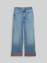 TOM TAILOR DENIM Damen TTLINOU WIDE Jeans mit Turn-Up, blau, Uni – Bild 1