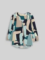 TOM TAILOR Damen Bluse aus Viskose, grün, Gemustert – Bild 1