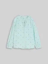 TOM TAILOR Damen Bluse mit Herz-Stickerei, blau, Gemustert – Bild 1