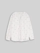 TOM TAILOR Damen Bluse mit Herz-Stickerei, weiß, Gemustert – Bild 1