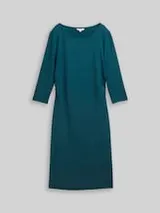 TOM TAILOR Damen Kleid mit Raffungen, grün, Uni – Bild 1