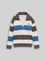 TOM TAILOR Jungen Oversize Sweatshirt mit Polokragen, weiß, Gestreift – Bild 1