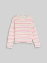 TOM TAILOR Mädchen Cropped Strickpullover mit Streifenmuster, rosa, Gestreift – Bild 1