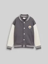 TOM TAILOR Jungen Oversize Sweatjacke mit Bomberkragen, grau, Uni – Bild 1