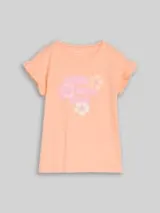 TOM TAILOR Mädchen T-Shirt mit Tüll-Detail, orange, Uni – Bild 1