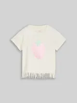 TOM TAILOR Mädchen T-Shirt mit Fransen, weiß, Uni – Bild 1