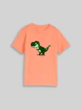 TOM TAILOR Jungen T-Shirt mit Wendepailletten, orange, Uni – Bild 1
