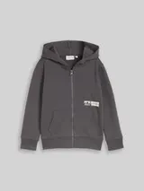 TOM TAILOR Jungen Hoodie Sweatjacke mit Rückenprint, grau, Uni – Bild 1