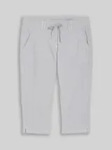 TOM TAILOR Damen Tapered Relaxed Capri Hose mit Kordelzug, blau, Gestreift – Bild 1