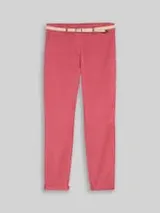 TOM TAILOR Damen Slim Chino Hose mit Gürtel, rot, Uni – Bild 1