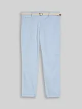 TOM TAILOR Damen Slim Chino Hose mit Gürtel, blau, Uni – Bild 1