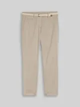 TOM TAILOR Damen Slim Chino Hose mit Gürtel, grau, Uni – Bild 1