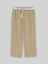TOM TAILOR Damen Culotte Hose mit Leinenanteil, grün, Uni – Bild 1