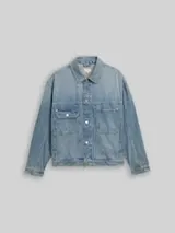 TOM TAILOR DENIM Herren Relaxed Fit Jeansjacke mit Eingriffstaschen, blau, Uni – Bild 1