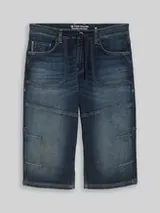 TOM TAILOR Herren TTMORRIS RELAXED Overknee Jeans Shorts mit Stretch, weiß, Uni – Bild 1