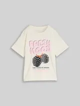 TOM TAILOR Mädchen Oversize T-Shirt mit Print, weiß, Uni – Bild 1