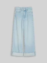 TOM TAILOR Mädchen Wide Leg Jeans mit Turn-up, blau, Uni – Bild 1
