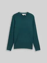 TOM TAILOR Herren Basic Strickpullover mit Rundhalsausschnitt, grün, Meliert – Bild 1