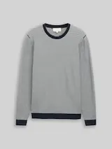 TOM TAILOR Herren Strickpullover aus Baumwolle, blau, Gestreift – Bild 1