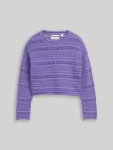 TOM TAILOR Mädchen Cropped Strickpullover mit Streifenmuster, lila, Uni – Bild 1