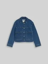 TOM TAILOR Mädchen Cropped Jeansjacke mit Stretch, blau, Uni – Bild 1