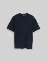 TOM TAILOR Herren T-Shirt mit Waffelstruktur, blau, Uni – Bild 1