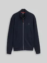 TOM TAILOR Herren Sweatjacke mit Logo-Badge, blau, Uni – Bild 1