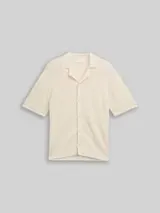 TOM TAILOR DENIM Herren Strickhemd mit Resort Kragen und Knopfleiste, weiß, Uni – Bild 1