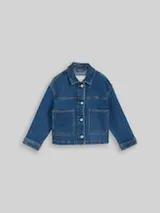 TOM TAILOR Mädchen Jeansjacke mit Stretch, blau, Uni – Bild 1