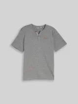 TOM TAILOR Herren Henley T-Shirt mit feinem Streifenmuster, weiß, Gestreift – Bild 1