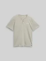 TOM TAILOR Herren Henley T-Shirt mit feinem Streifenmuster, grün, Gestreift – Bild 1
