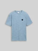 TOM TAILOR Herren T-Shirt mit Waffelstruktur, blau, Meliert – Bild 1