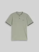 TOM TAILOR Herren Poloshirt mit Stehkragen, grün, Uni – Bild 1