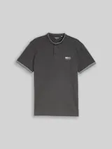 TOM TAILOR Herren Poloshirt mit Stehkragen, schwarz, Uni – Bild 1