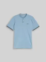 TOM TAILOR Herren Poloshirt mit Stehkragen, blau, Uni – Bild 1